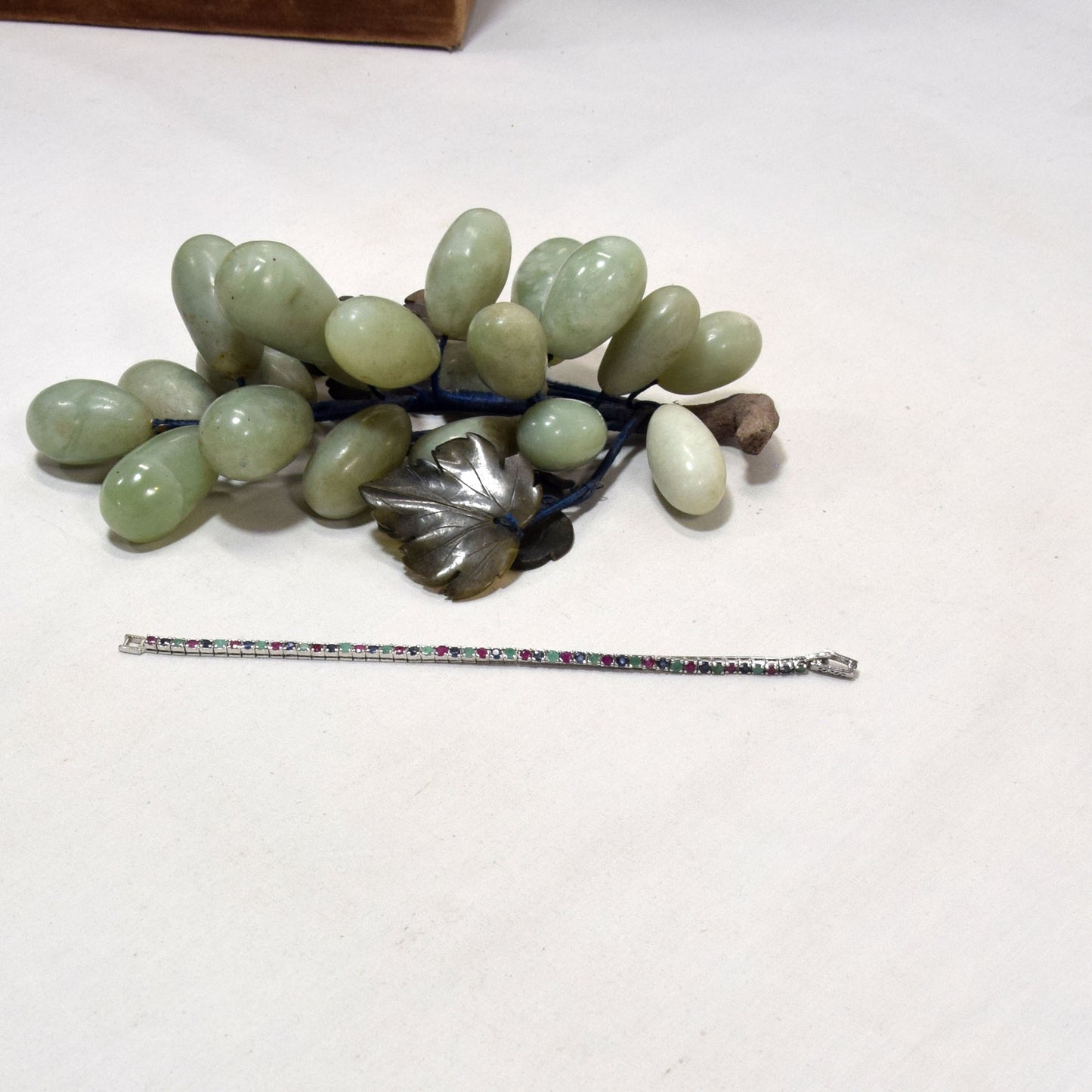 Sterling Silver, Emerald, Ruby and Sapphire Tennis Bracelet