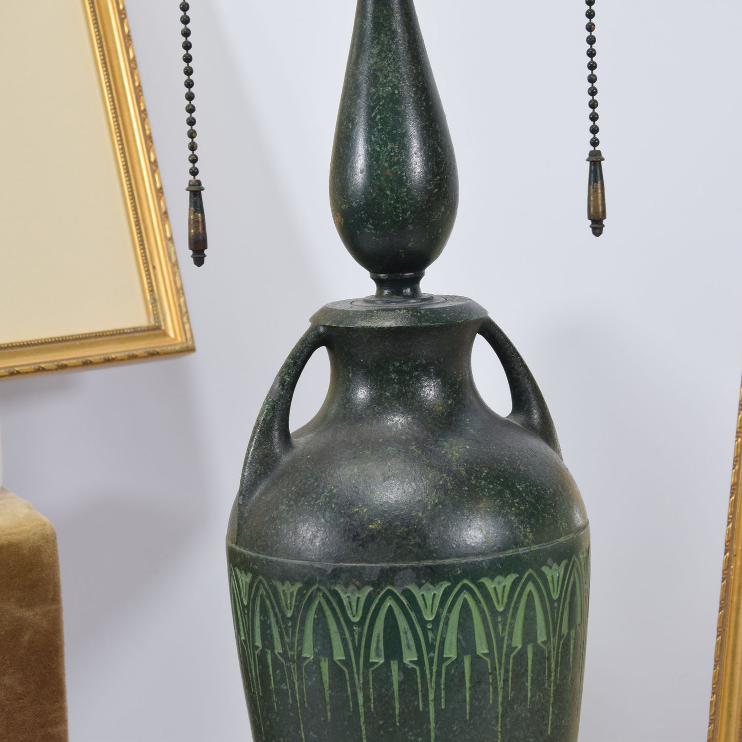 Signed Moe Bridges Craftsman Lamp Base Frogskin Finish