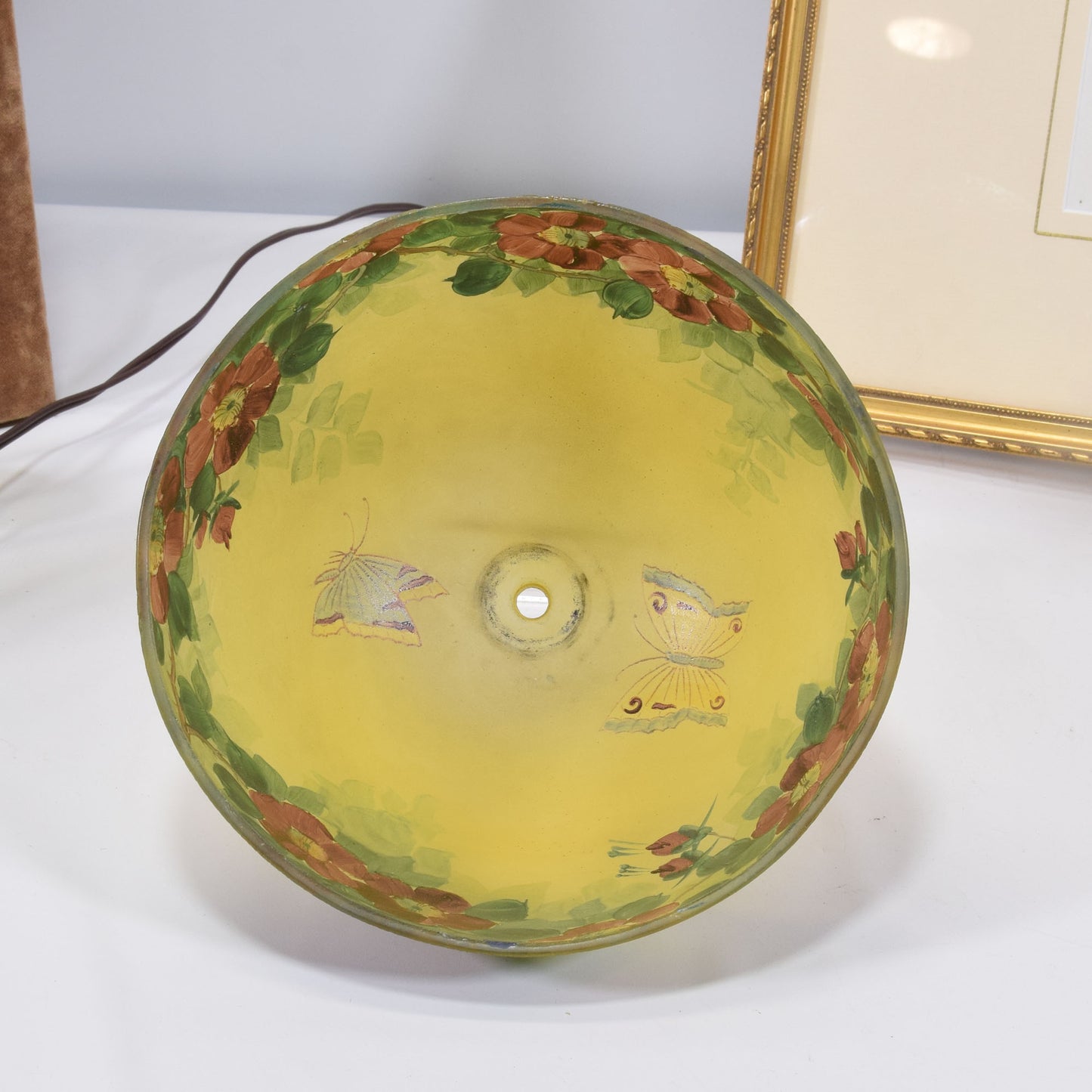 Reverse Painted Cracked Ice Arts and Crafts Desk Lamp Handel Era