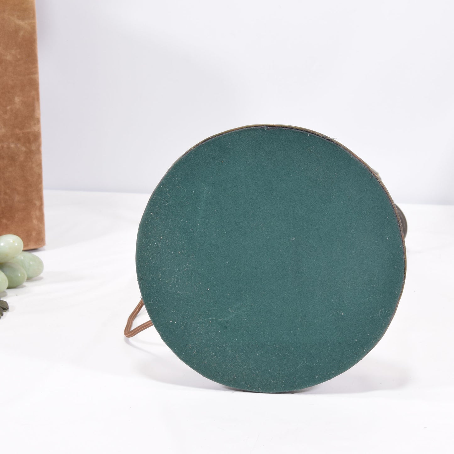 Signed Apollo Studios Hammered Copper Lamp with Leaded Stained Slag Glass Shade