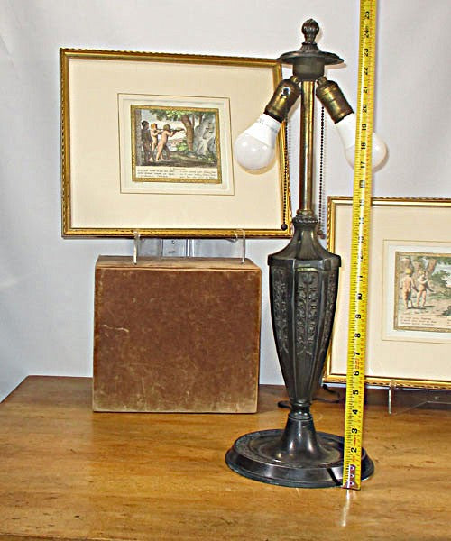Miller Lamp Vintage-Stained Slag Glass Shade Two Light Lamp 1920's PG 42