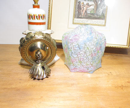 Vintage Cracked Ice or Glue Chip Hall Light Brass Fitter
