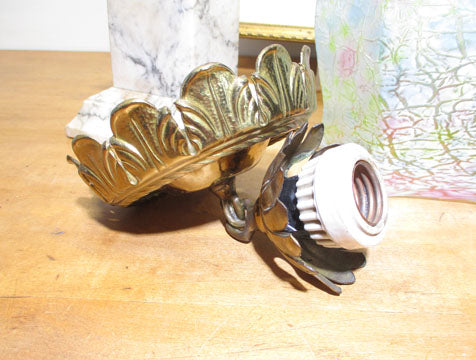 Vintage Cracked Ice or Glue Chip Hall Light Brass Fitter