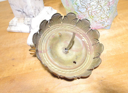 Vintage Cracked Ice or Glue Chip Hall Light Brass Fitter