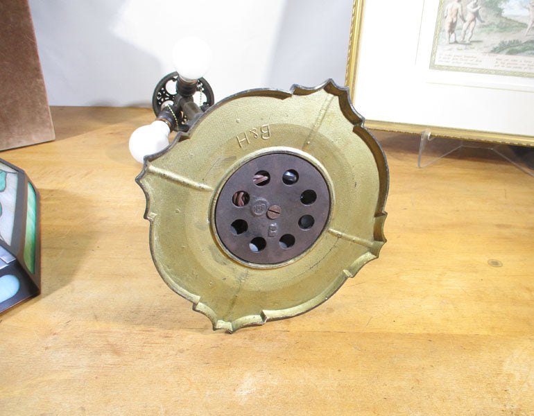 Bradley & Hubbard Lamp Base with Stained Slag Glass Shade
