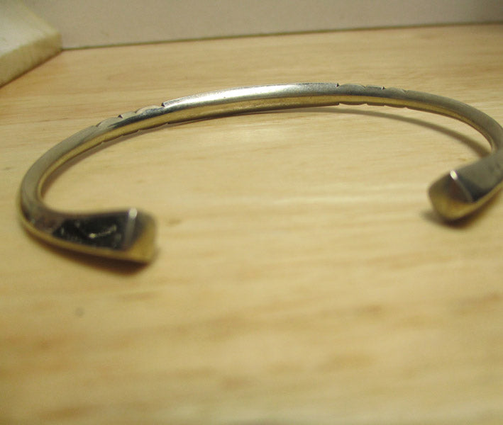 Sterling Silver Ingot Hand Stamped Carinated Tribal Cuff Bracelet