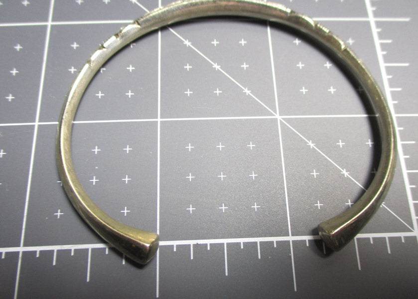 Sterling Silver Ingot Hand Stamped Carinated Tribal Cuff Bracelet