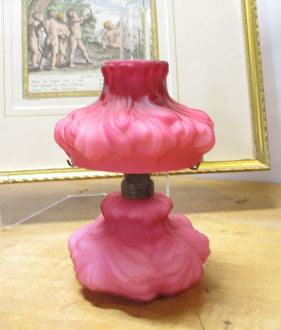 Miniature Plume Oil Lamp Consolidated or LG Wright Victorian Cased Glass