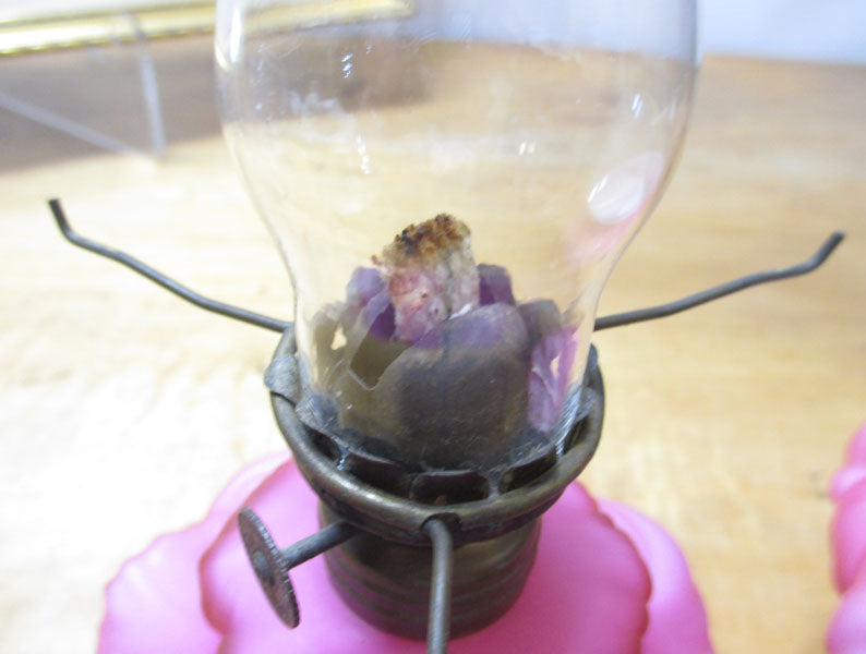 Miniature Plume Oil Lamp Consolidated or LG Wright Victorian Cased Glass
