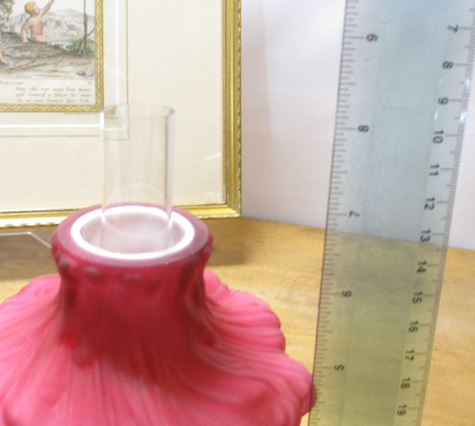 Miniature Plume Oil Lamp Consolidated or LG Wright Victorian Cased Glass