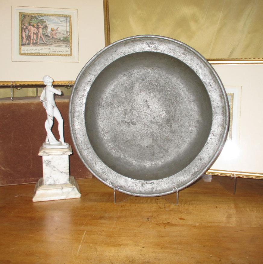 Antique 17th Century English Pewter Charger 16" Diameter.