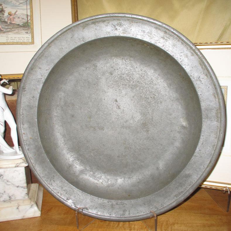 Antique 17th Century English Pewter Charger 16" Diameter