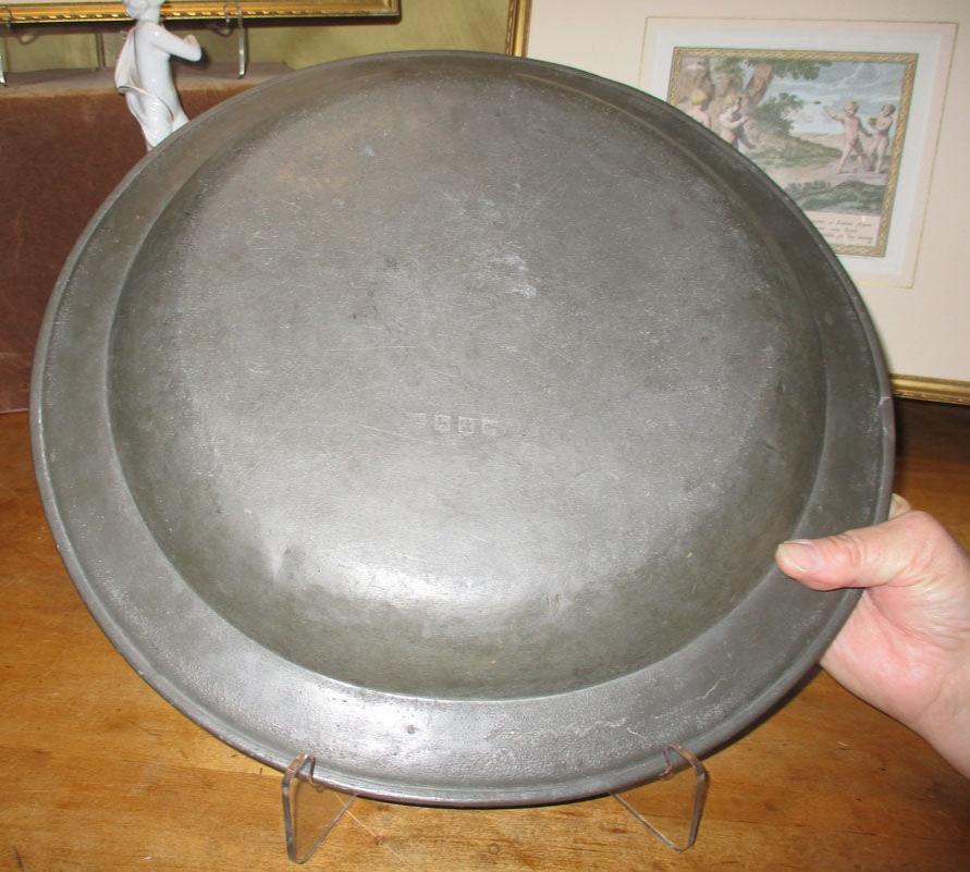 Antique 17th Century English Pewter Charger 16" Diameter