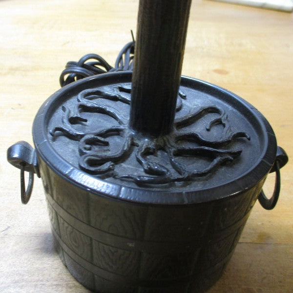 Hand Made Bronze and Puffy Reverse Painted Glass Lamp Flower Pot PG 12