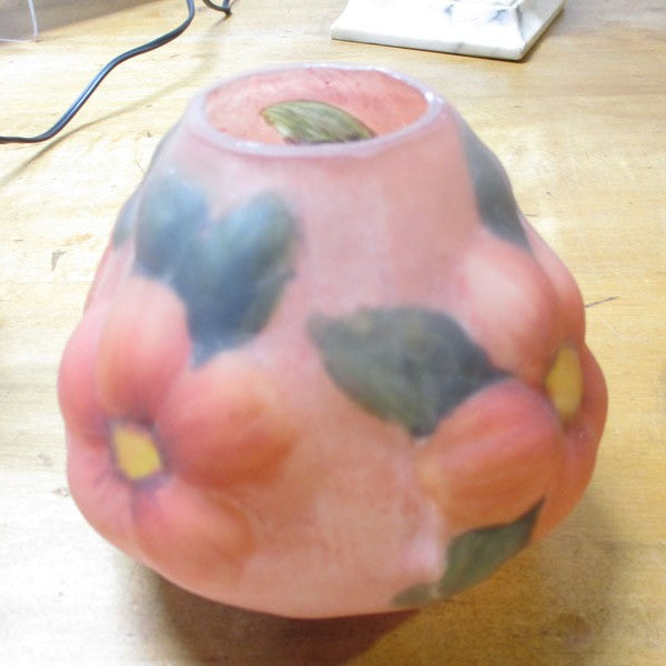 Hand Made Bronze and Puffy Reverse Painted Glass Lamp Flower Pot PG 12