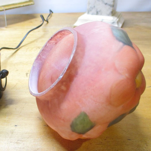 Hand Made Bronze and Puffy Reverse Painted Glass Lamp Flower Pot PG 12