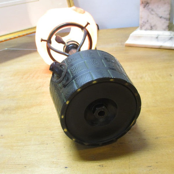 Hand Made Bronze and Puffy Reverse Painted Glass Lamp Flower Pot PG 12