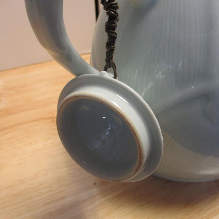 Korean Celadon Glaze Porcelain Bamboo Shoot Teapot Signed