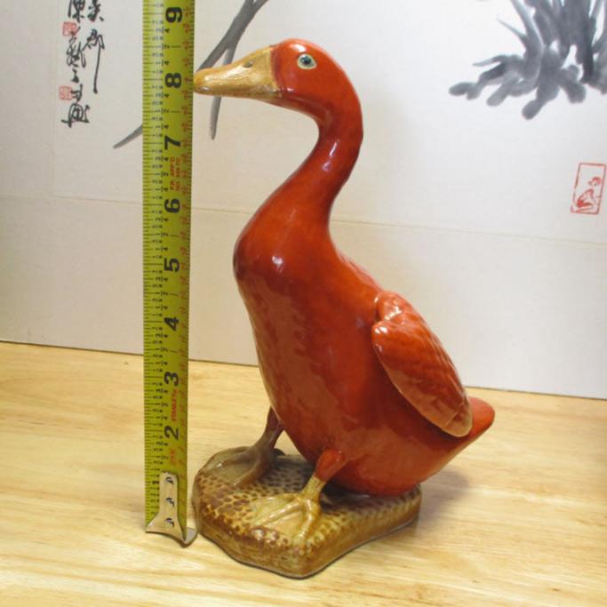 Chinese Export Iron Red Ground Duck Figurine Early 1900's