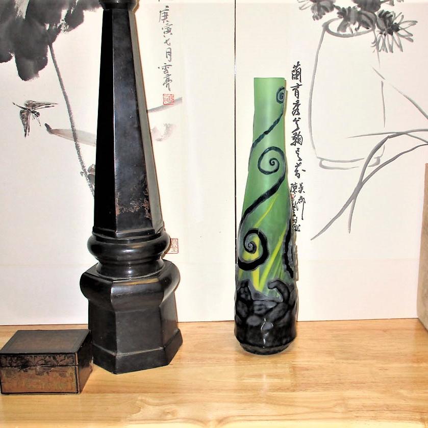Cameo Art Glass Vase Internally Decorated Cross Lorraine