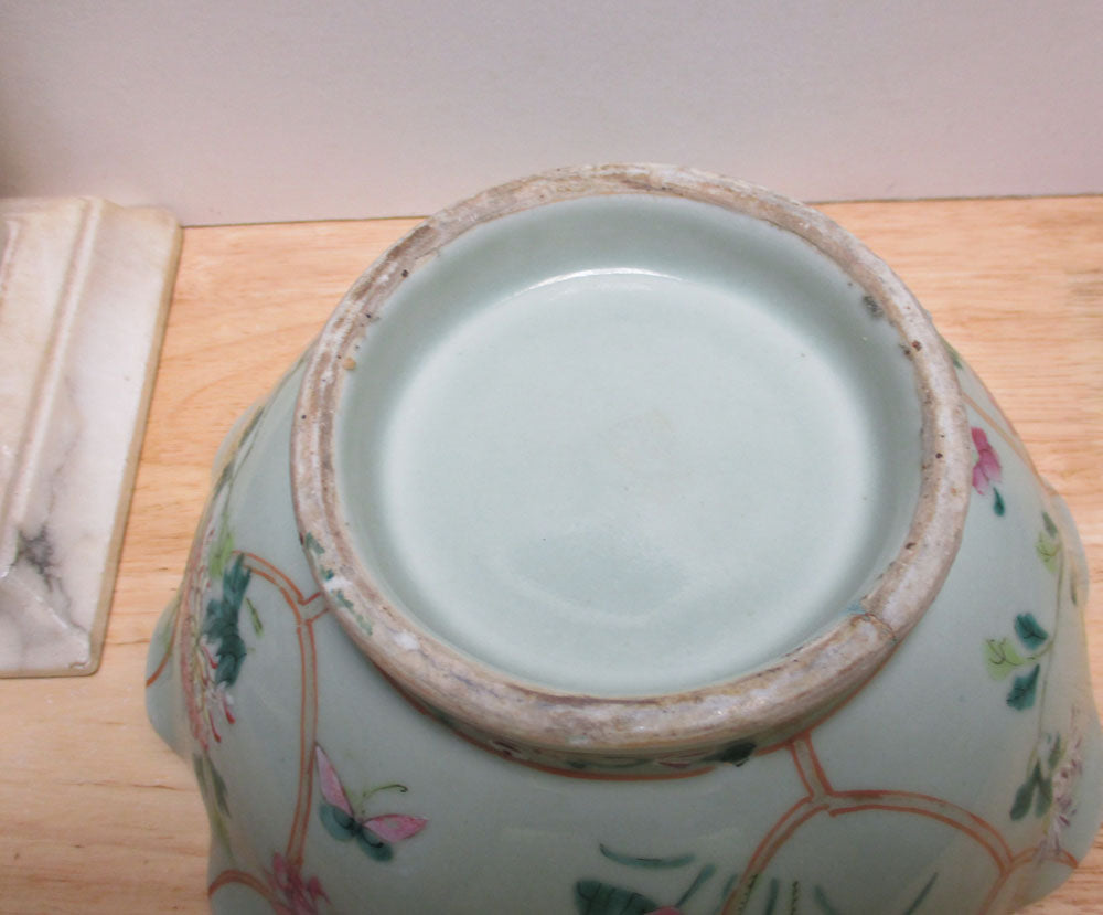 PG 57 Antique Chinese Export Porcelain Celadon Bowl 19th Century