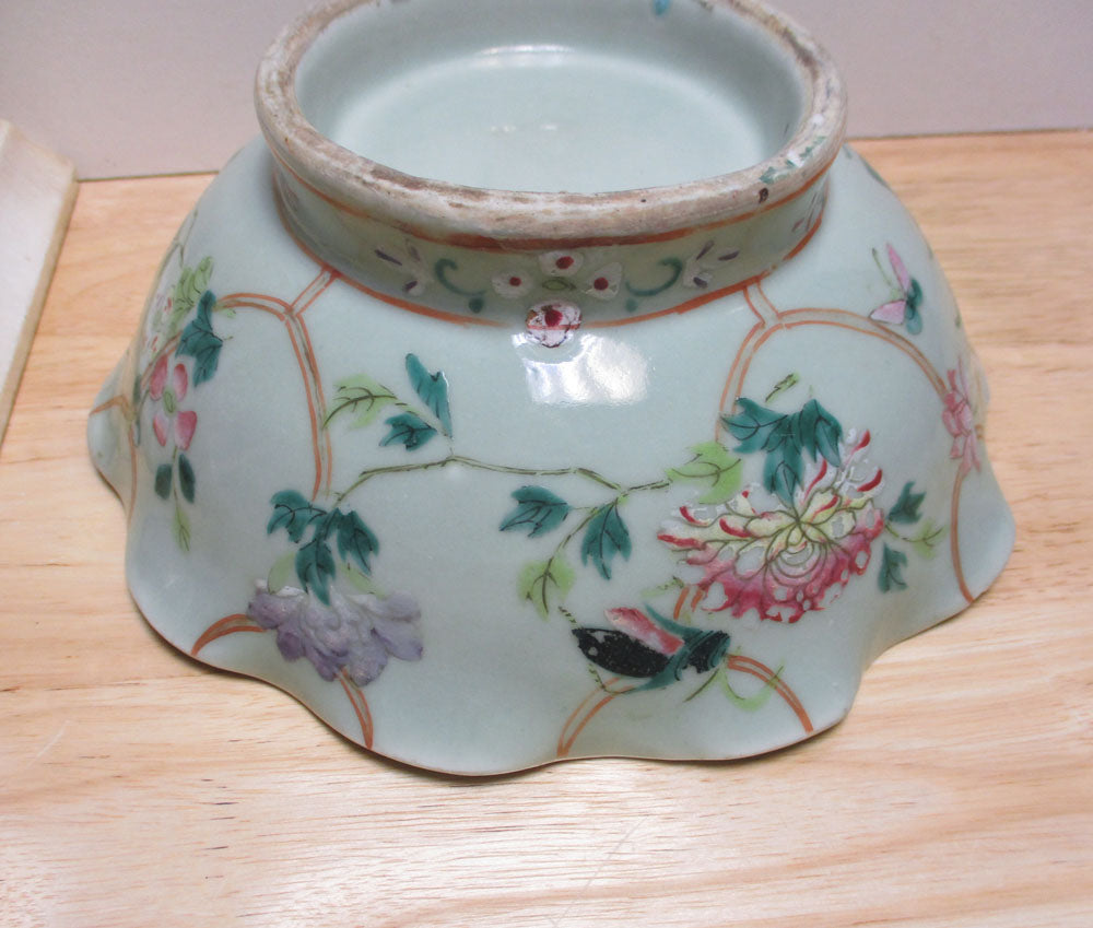 PG 57 Antique Chinese Export Porcelain Celadon Bowl 19th Century