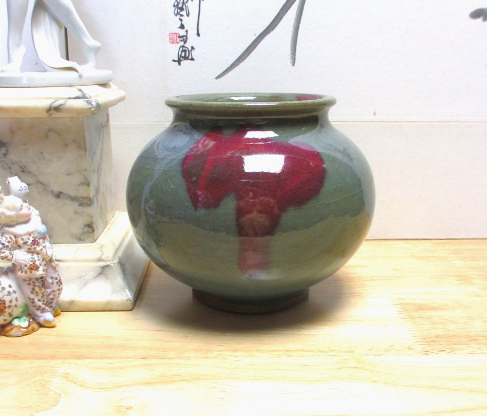 PG 57 Chinese Jun Yao Jun Kiln Vase Purple Splashed 5 1/4" High