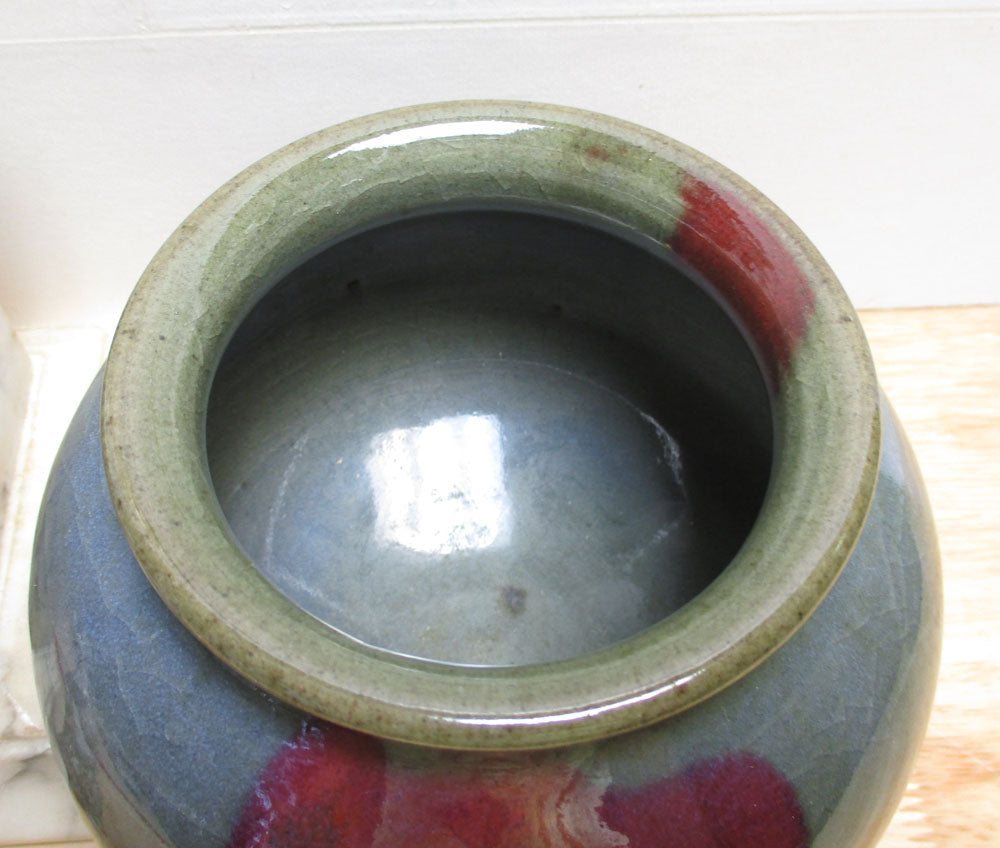 PG 57 Chinese Export Jun Yao Jun Kiln Vase Purple Splashed 5 1/4" High