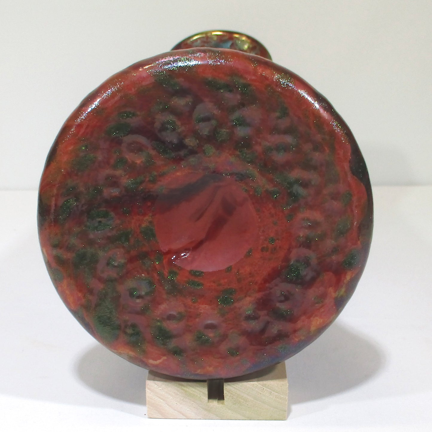 Rindskopf Trefoil Silvered Red Blown Glass Vase Bohemian 13" High
