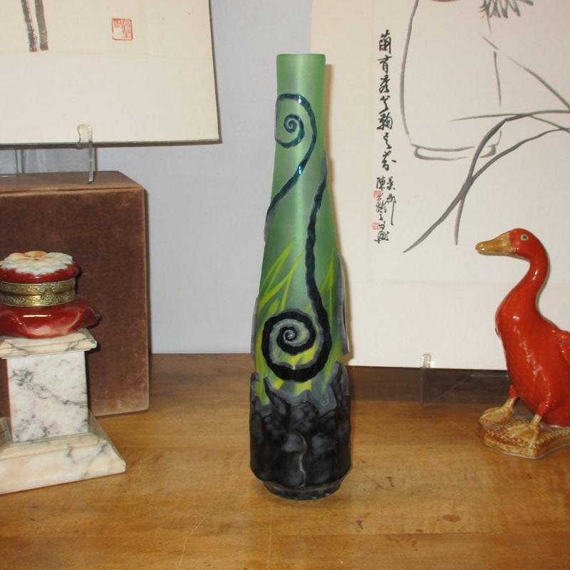Cameo Art Glass Vase Internally Decorated Cross Lorraine