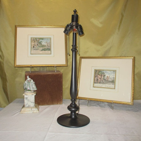 Arts & Crafts Stained Leaded Slag Glass Lamp with Jewels