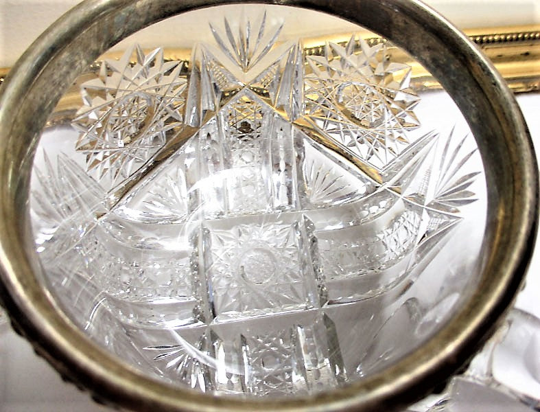 Rare Pair Monarch by J.Hoare and Gorham Sterling Silver and Brilliant Period Cut Glass Punch Cups