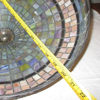 Arts & Crafts Stained Leaded Slag Glass Lamp with Jewels