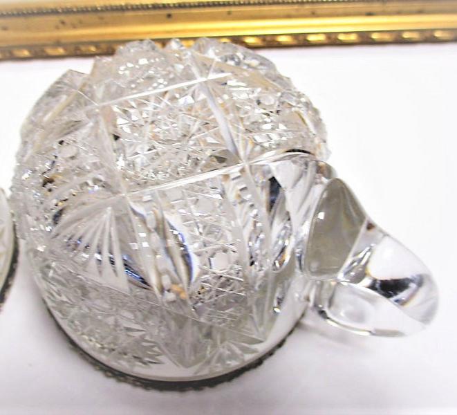Rare Pair Monarch by J.Hoare and Gorham Sterling Silver and Brilliant Period Cut Glass Punch Cups