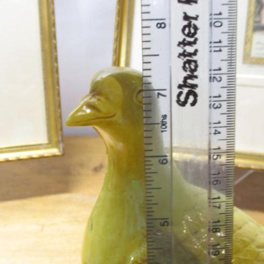 Chinese Export Famille Jaune Glaze Pigeon or Dove Figurine Qing Dynasty