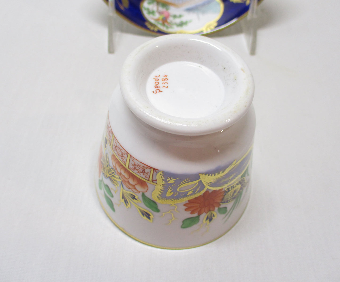 Antique Early 1800's Spode Imari Scenic Birds Pattern 2384 Cup & Saucer
