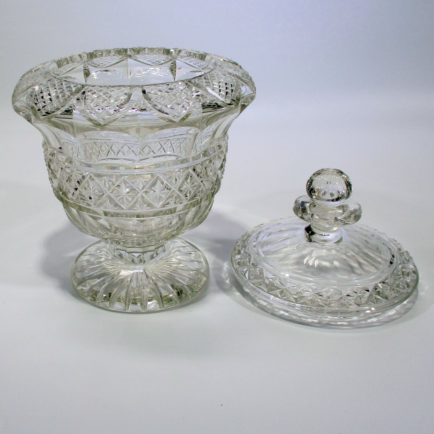 19th Century Anglo-Irish Cut Glass Covered Sweetmeat Dish or Compote