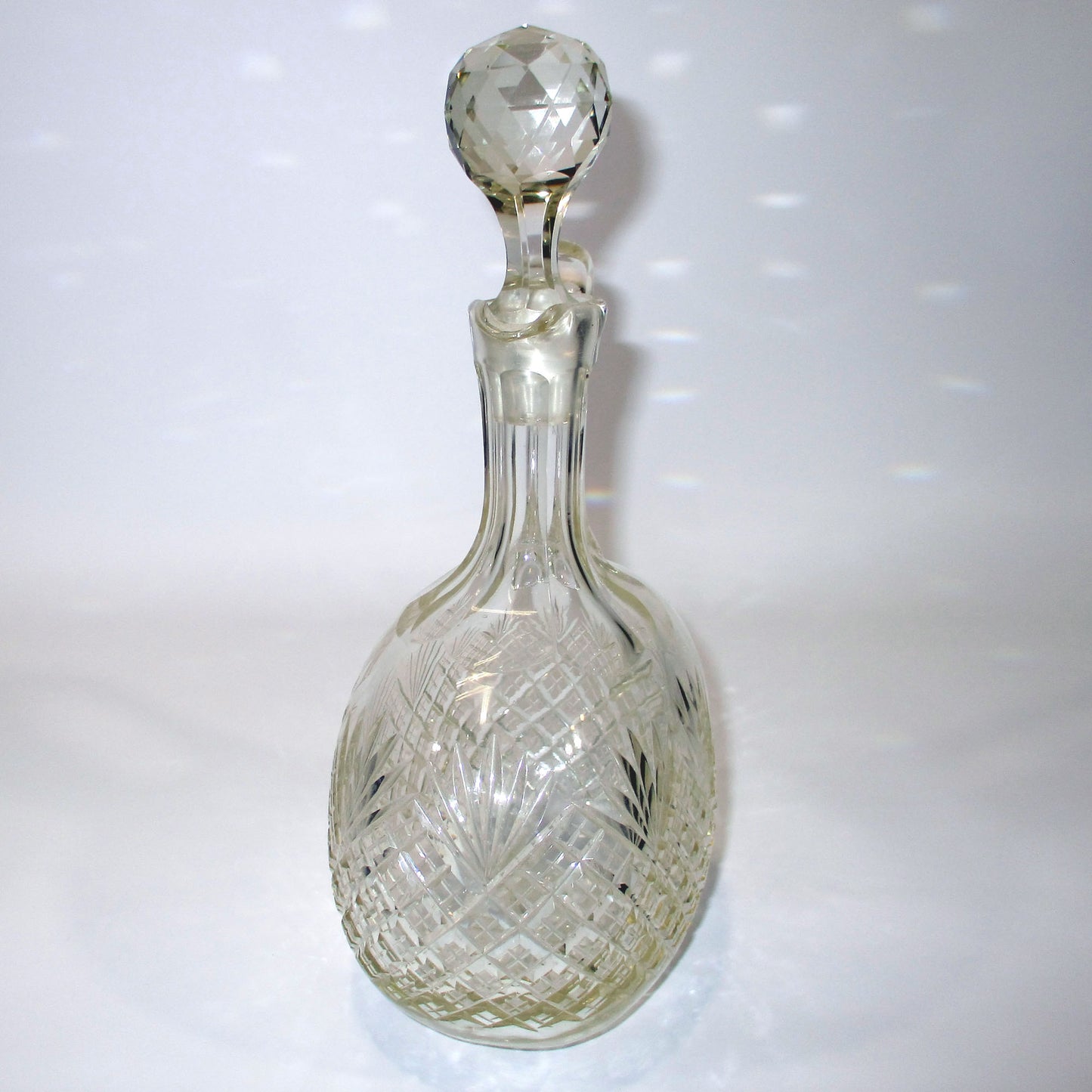 Anglo-Irish Cut Glass Late Georgian Handled Decanter with Stopper
