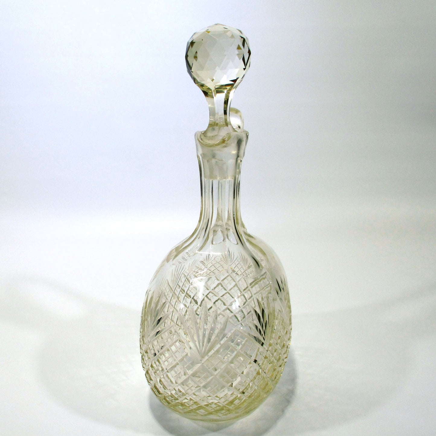 Anglo-Irish Cut Glass Late Georgian Handled Decanter with Stopper