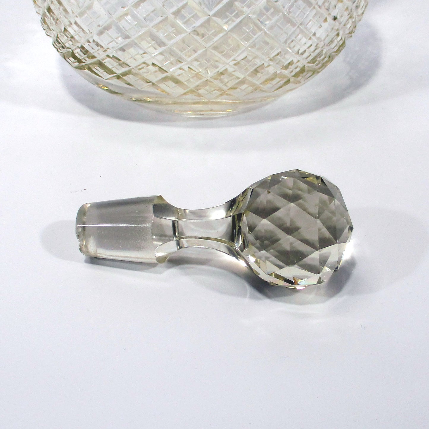 Anglo-Irish Cut Glass Late Georgian Handled Decanter with Stopper