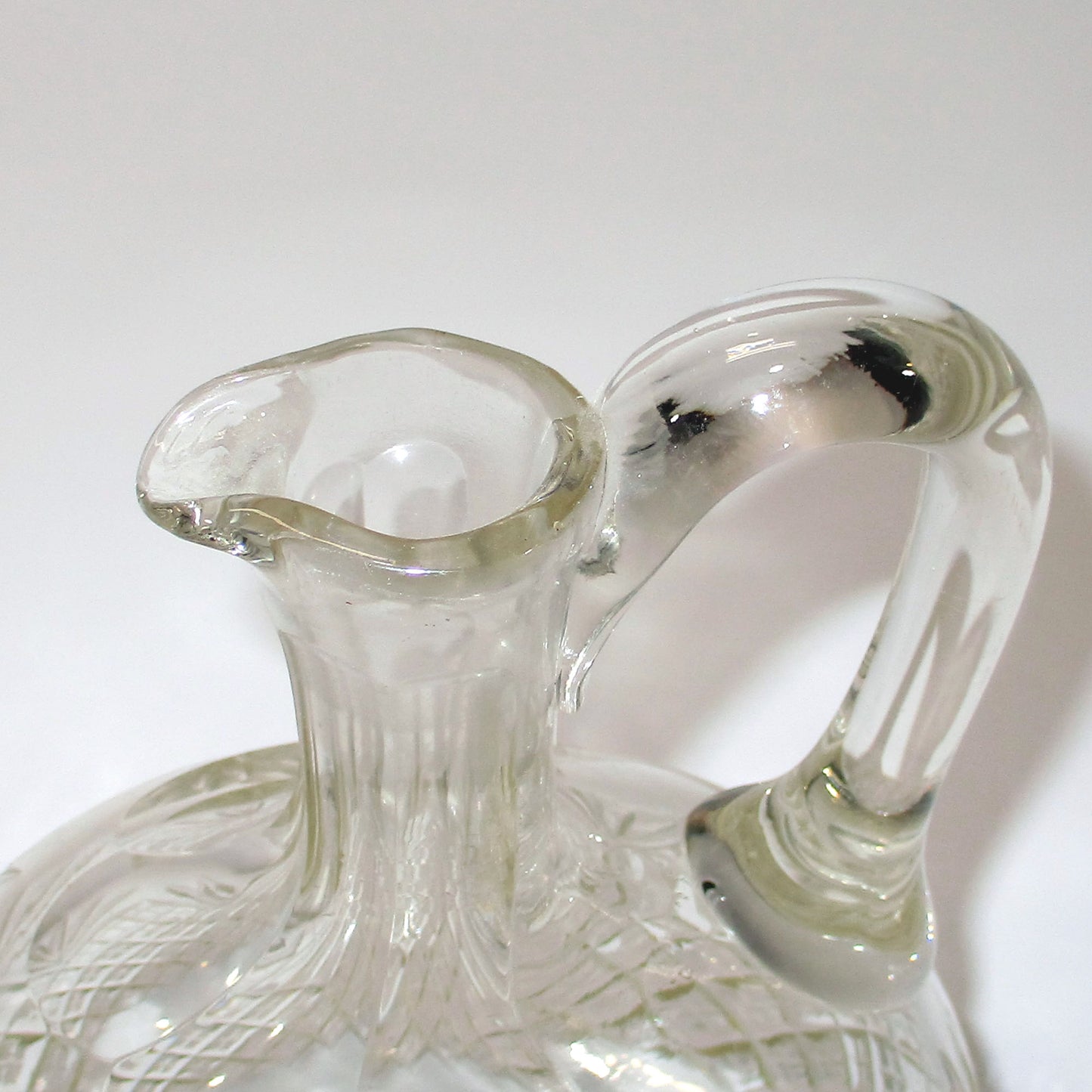 Anglo-Irish Cut Glass Late Georgian Handled Decanter with Stopper