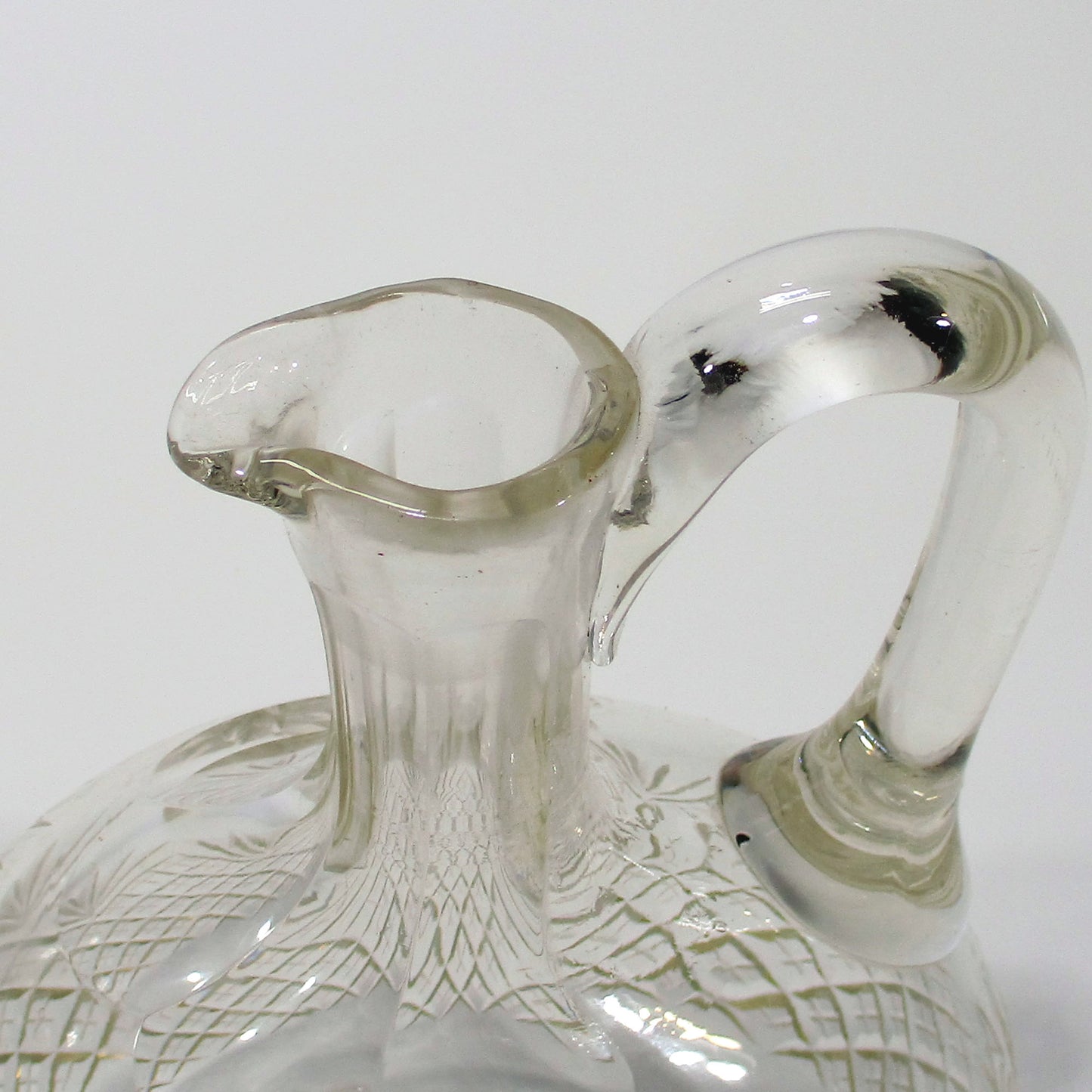 Anglo-Irish Cut Glass Late Georgian Handled Decanter with Stopper