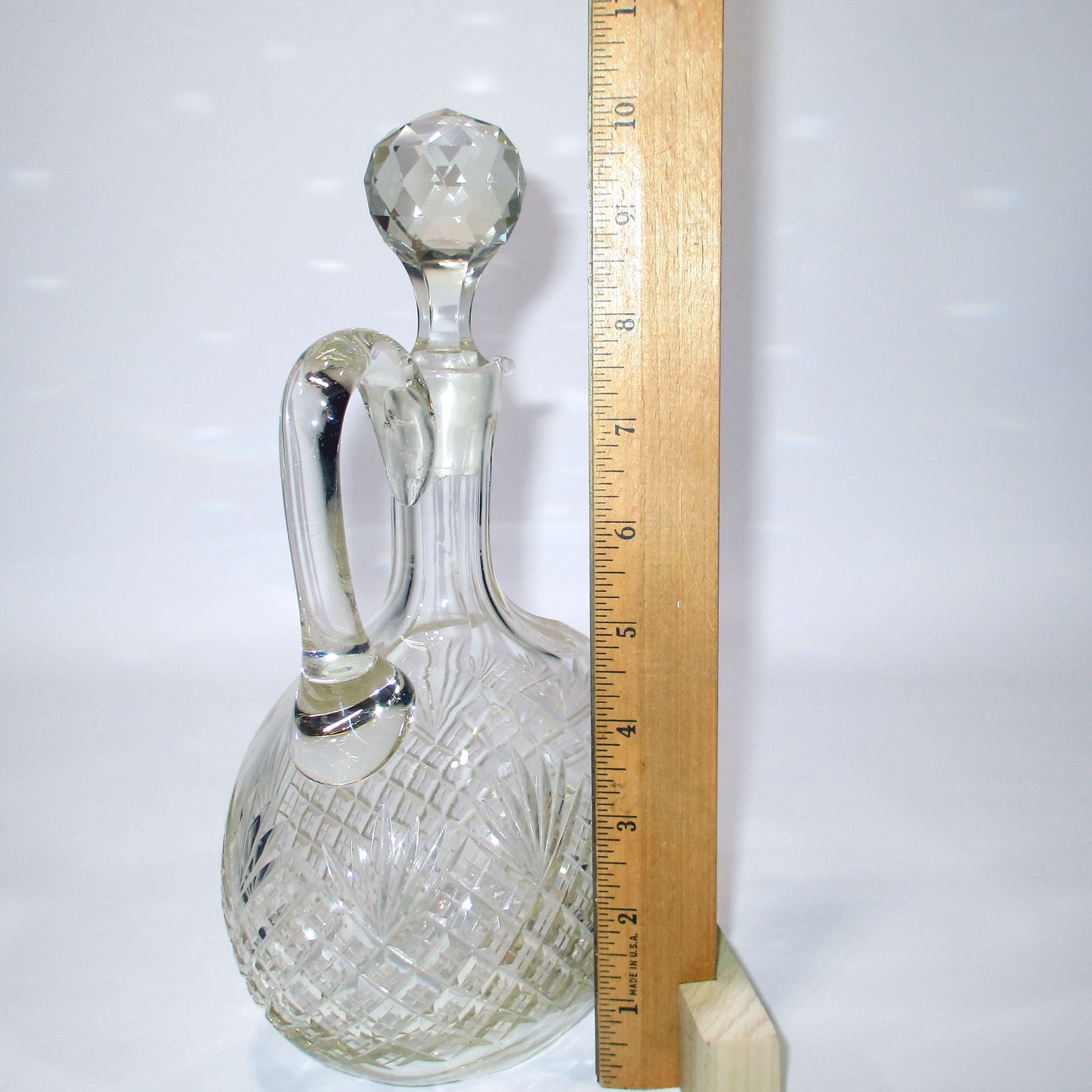Anglo-Irish Cut Glass Late Georgian Handled Decanter with Stopper