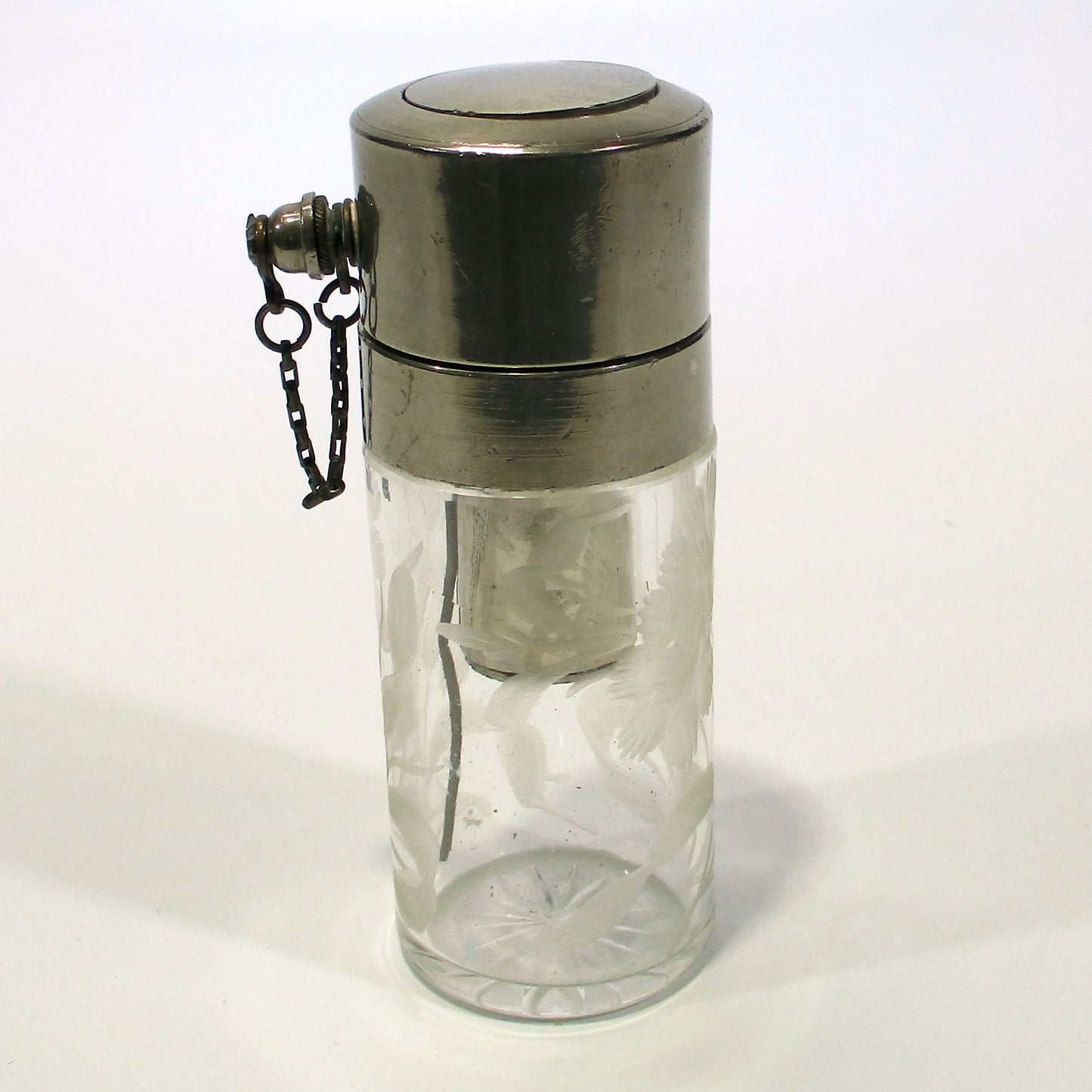 Antique Cut-Glass Lily Intaglio Design Perfume Atomizer