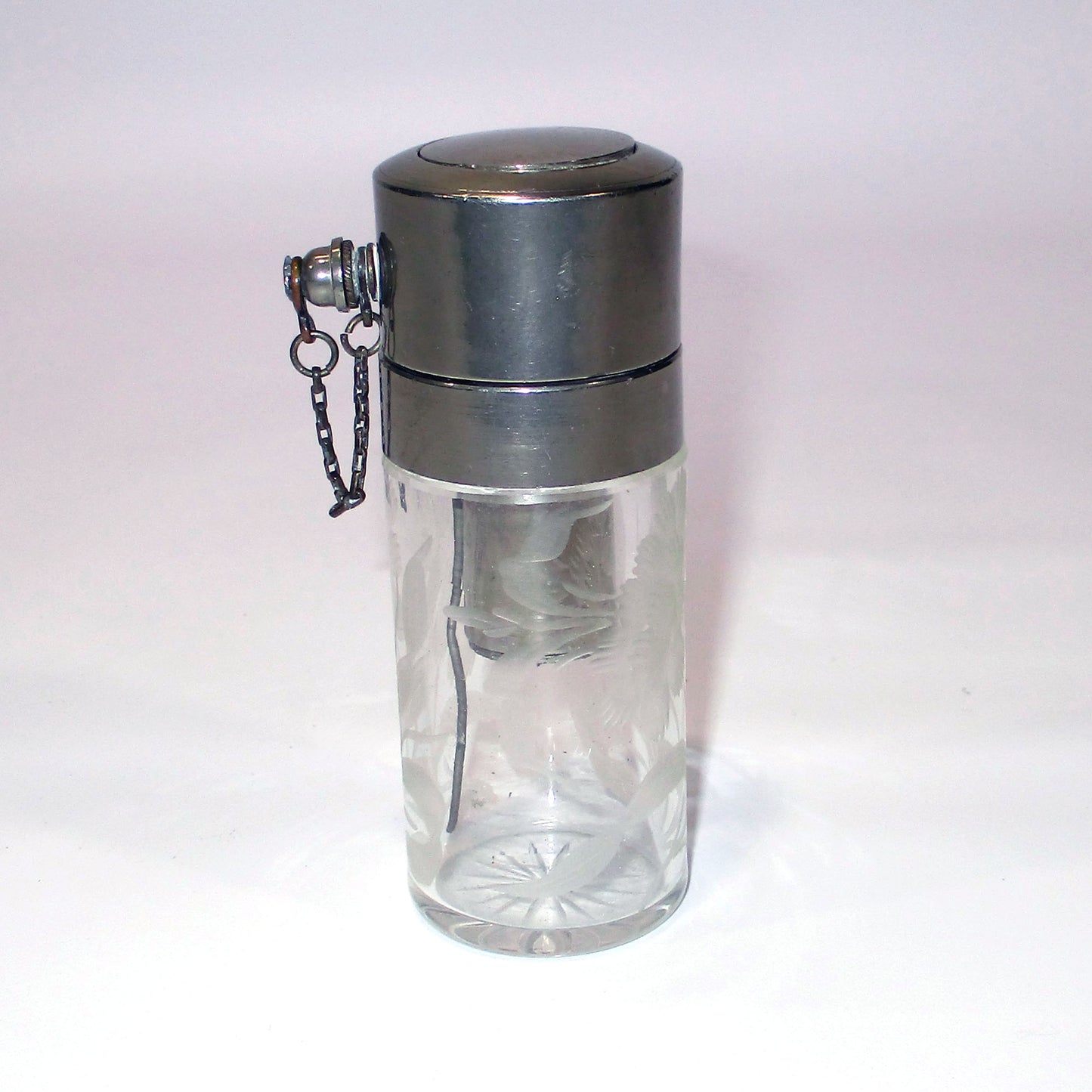 Antique Cut-Glass Lily Intaglio Design Perfume Atomizer