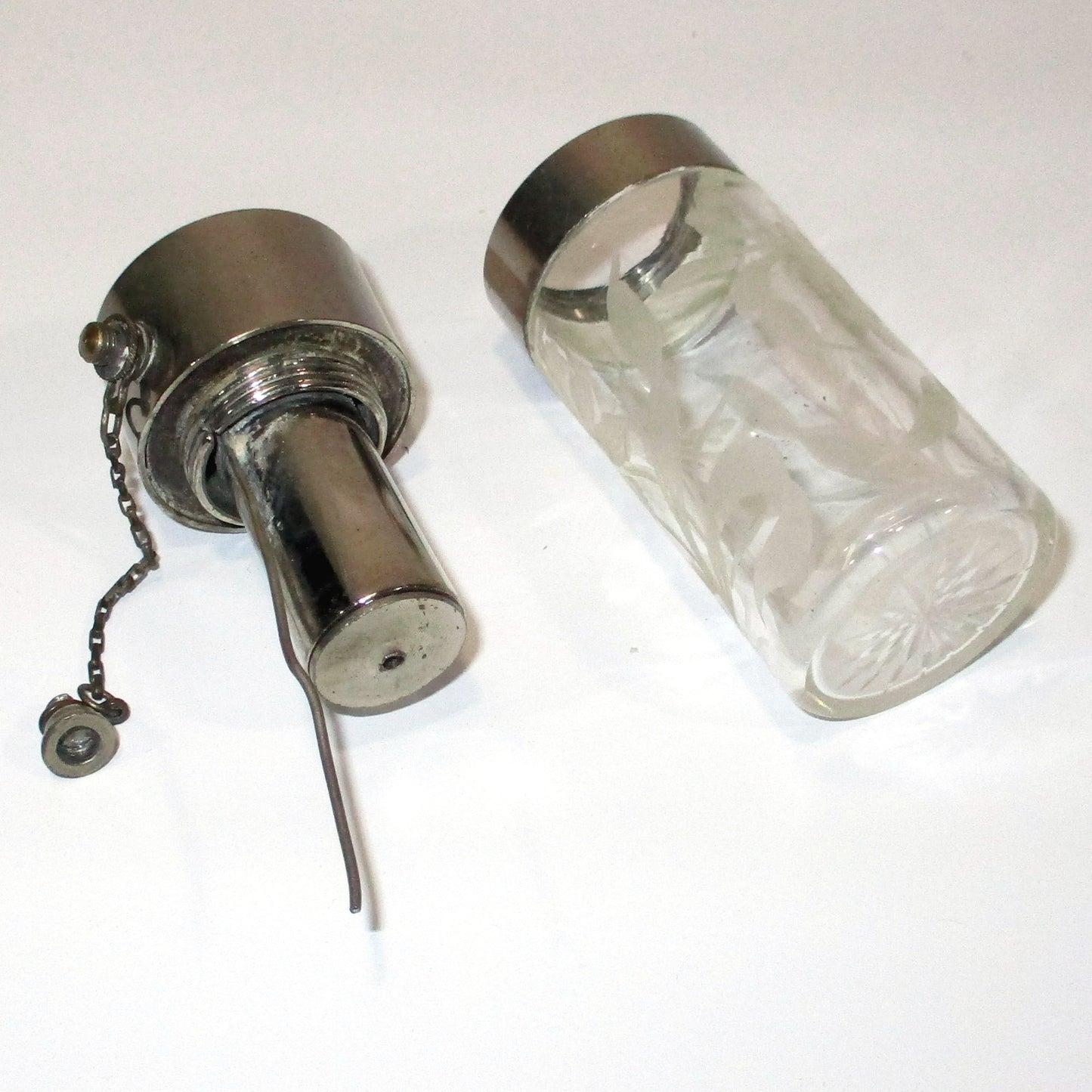 Antique Cut-Glass Lily Intaglio Design Perfume Atomizer