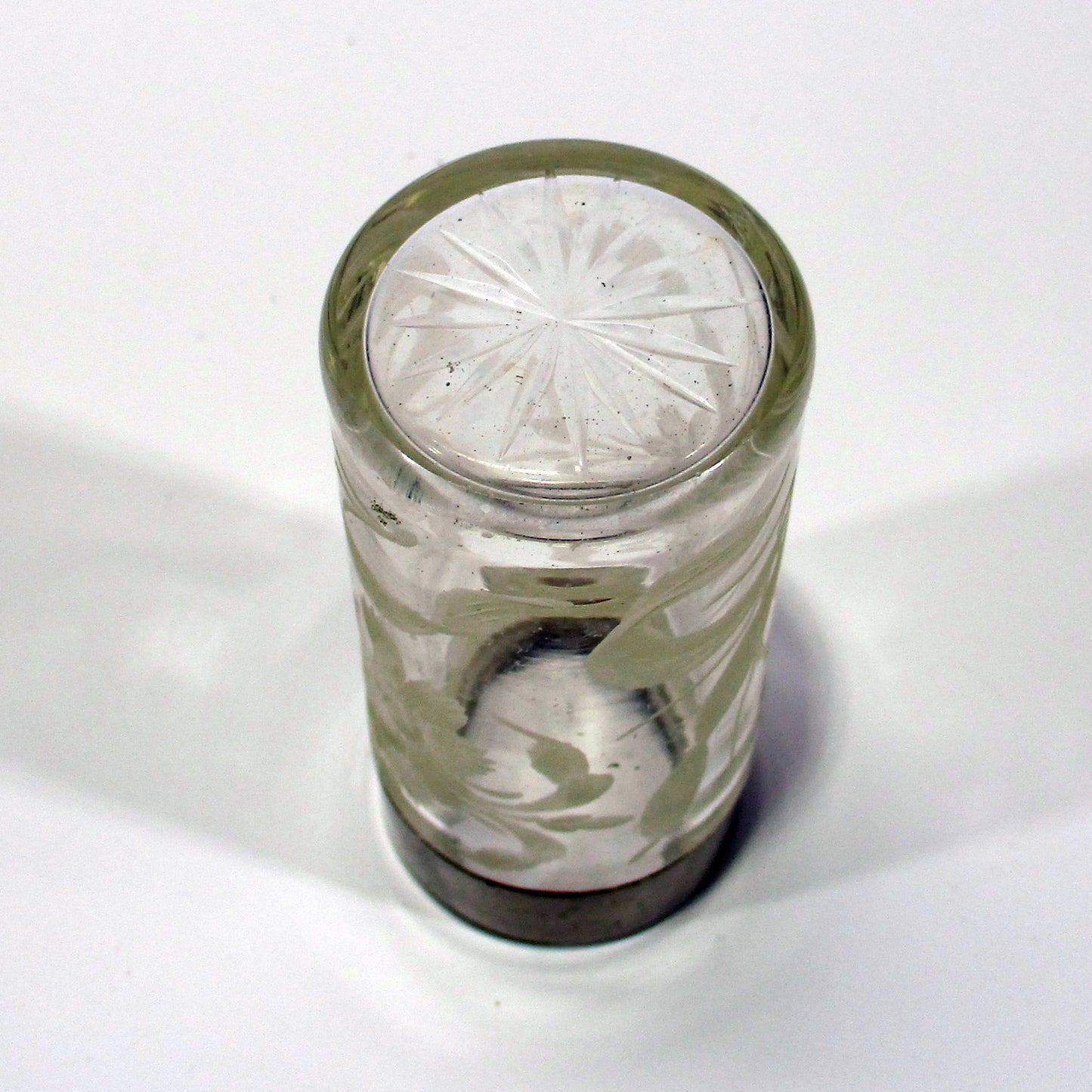 Antique Cut-Glass Lily Intaglio Design Perfume Atomizer