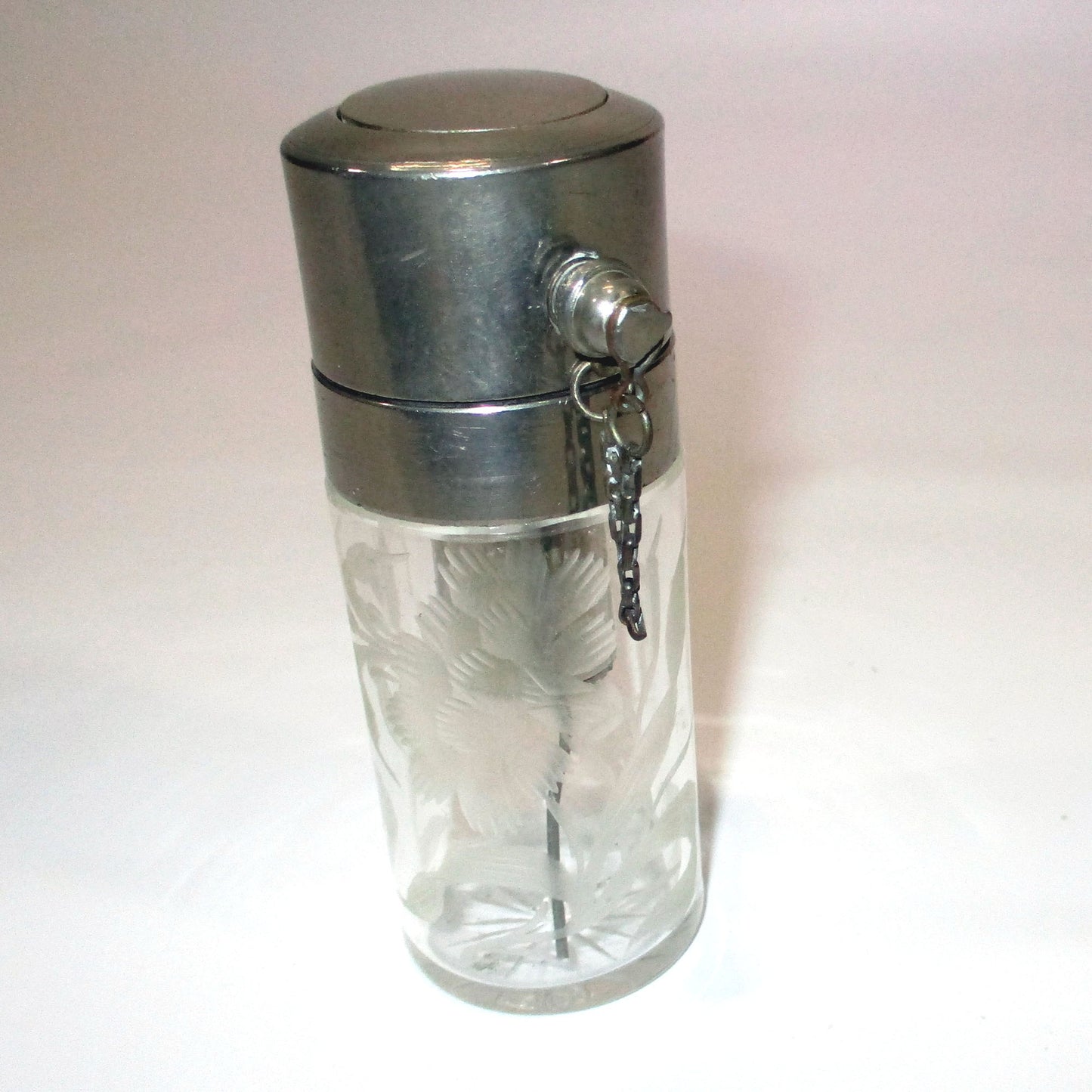 Antique Cut-Glass Lily Intaglio Design Perfume Atomizer