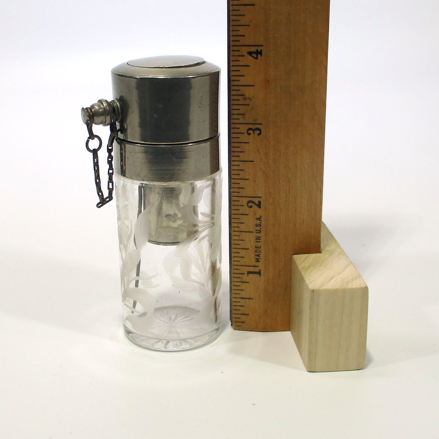 Antique Cut-Glass Lily Intaglio Design Perfume Atomizer