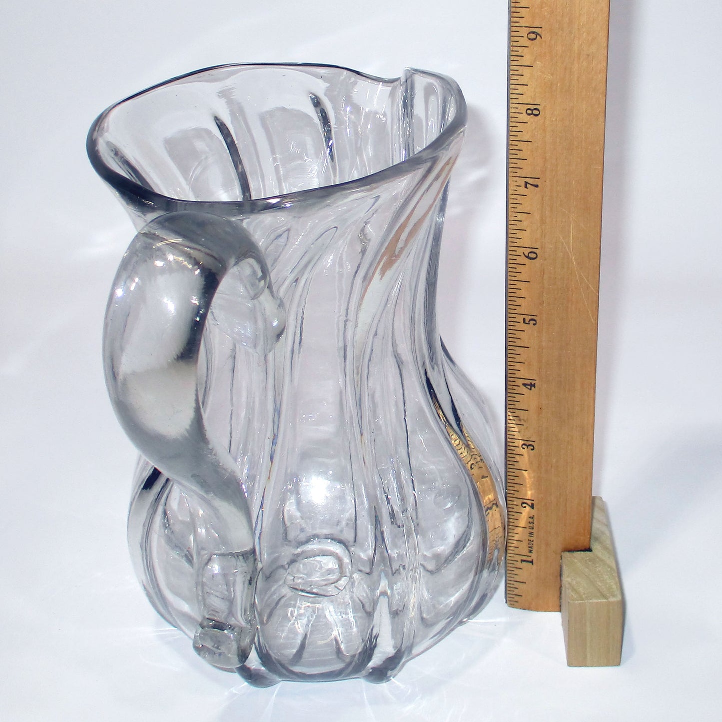 Antique Pittsburgh Glass Blown-molded 8 Rib Pillar Water Pitcher